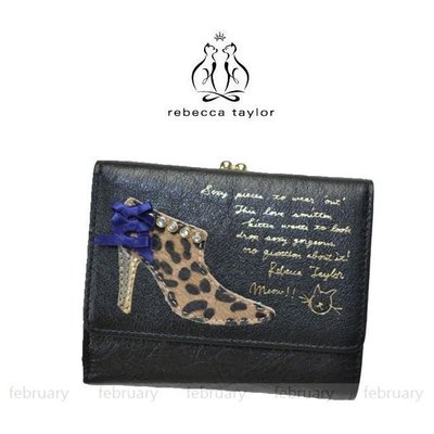 february 小舖 - [全新真品] Rebecca taylor 緞帶豹紋高跟鞋鈕扣皮夾 中夾