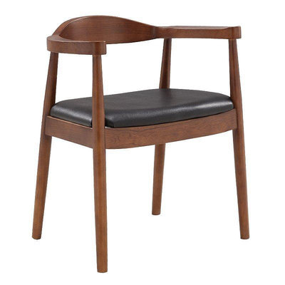 熱賣 銀盛實木餐椅現代簡約美式肯尼迪總統椅家用靠背扶手真皮餐桌椅子實木椅子