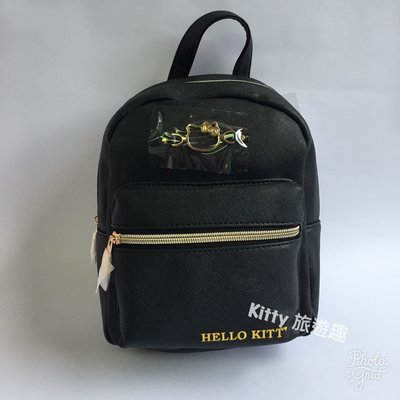 [Kitty 旅遊趣] Hello Kitty 迷你後背包 黑色 凱蒂貓 質感佳 皮包 手提後背兩用包