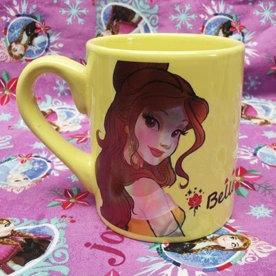 美女與野獸貝兒公主可愛卡通炫彩水杯陶瓷杯馬克杯隨手杯咖啡杯子-~特價
