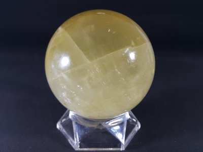 [銀九藝] 直徑~8.65公分 黃水晶 冰洲石球 吉祥擺件 (5)