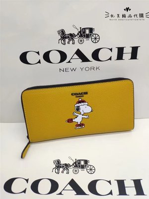 北美精品代購 Coach CE715 CH472 CH798 迪士尼史努比女士拉鏈長夾 皮夾 手拿包 手腕皮夾 附購證
