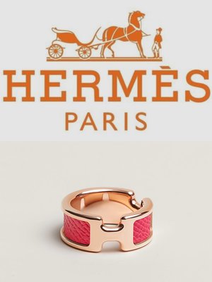 Hermes H logo Olympe 窄版 / 寬版 玫瑰金色 戒指 戒子