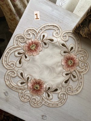 歐式古典花卉圓形小桌墊 桌布杯墊裝飾布 拍照道具【更美歐洲傢飾古董老件Amazing House】台南