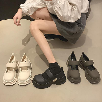 韓系瑪麗珍鞋女款2023年冬季新款簡約洋氣時尚厚底小皮鞋潮