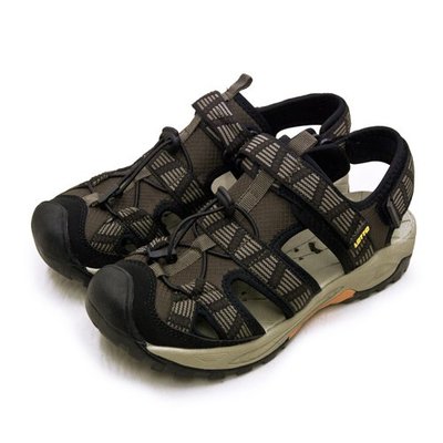 利卡夢鞋園–LOTTO 專業排水護趾戶外運動涼鞋--森林之王系列--咖黑棕--1653--男