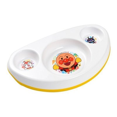 【唯愛日本】18062000002 麵包超人 嬰兒三格止滑餐盤 三角 塑膠餐盤 大臉造型 盤子 餐盤 點心盤 餐具