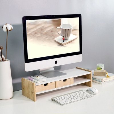 桌上型楠竹電腦架子顯示器增高架顯示屏托架底座支架桌面收納置物架實木