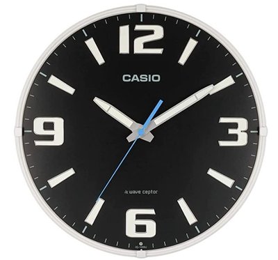 日本進口 好品質 正品   SIO卡西歐 圓形簡約黑色掛鐘電波鐘 牆鐘時鐘數字鐘錶送禮禮品家飾