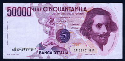 銀幣意大利錢幣 1984年版 50000里拉 (雕塑家 貝尼尼) 8成左右品相！