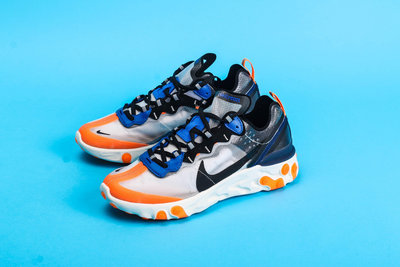 Nike React Element 87 灰藍 白橘 半透明 休閒運動慢跑鞋 男女鞋AQ1090-004【ADIDAS x NIKE】
