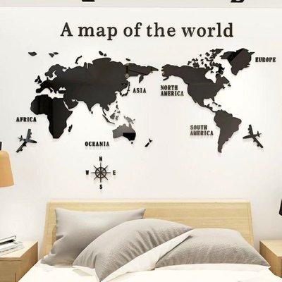 《很好買》小款 世界地圖 全球地圖3D立體壁貼 客廳 辦公室 教室 企業 背景牆 裝飾