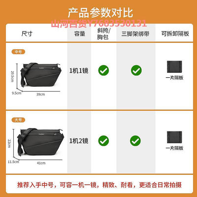 Cwatcun香港品牌潮流單肩微單相機包斜挎機能風適用于單反佳能攝影包黑色尼康z30索尼zve10富士x100