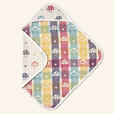 chu日本代購  Hoppetta champignon 六重紗布四方嬰兒包巾 浴巾 外出包巾 被 85×85cm