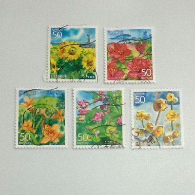(E61)外國郵票 日本郵票 已銷戳 2005 關東的花卉 5全