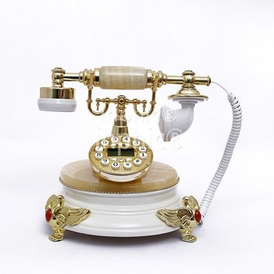 INPHIC-天然玉石電話機 歐式仿舊座式電話 家用商務老式古董座機