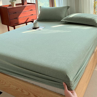 水洗棉床笠單件原棉純色床罩席夢思床墊保護套防滑床單廠家現貨床上用品