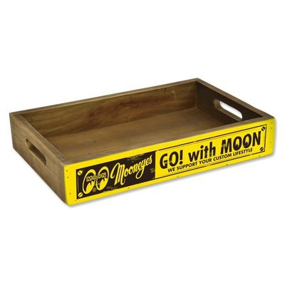 (I LOVE樂多)MOON Equipped Wood Tray (黃)木製仿舊斑駁打印置物盒 裝飾 擺設