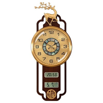 現貨新中式黃銅掛鐘客廳家用輕奢掛墻鐘表2022新款高端時鐘靜音石英鐘簡約