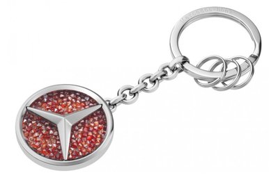 [現貨] 德國 賓士原廠 鑰匙圈 上方紅色處為 施華洛世 Swarovski 的水晶 （聖誕禮物 交換禮物 新年禮物）