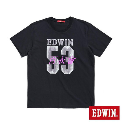 【百衣會】【精品男装】EDWIN 斑駁植絨數字短袖T恤(黑色)-男款
