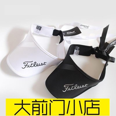 大前門店-Titleist 高爾夫球帽女 緞帶空頂帽 黑白簡約款 防曬透氣太陽帽 戶外運動無頂帽 鴨舌帽女 棒球帽女