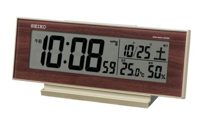 16823c 日本進口 限量品 真品 SEIKO 精工品牌 木頭感 桌上床頭櫃溫度計功能LED畫面電波時鐘送禮禮品