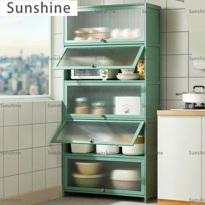 [Sunshine]廚房收納 帶門廚房置物架落地多層收納架鍋具電器儲物柜多功能防塵碗櫥柜子