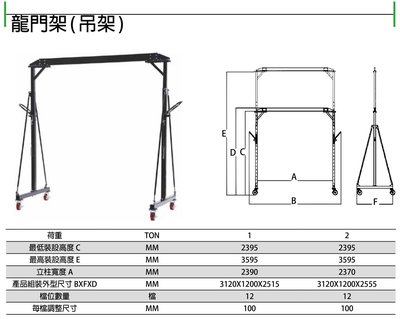 DINO 移動式龍門吊架 框式伸縮軌道型移動吊架 移動式門型吊架 伸縮式門型吊架 伸縮式龍門吊架 1T/2T