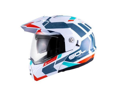 ￼【SOL Helmets】SM-6P複合可掀式安全帽 [前衛者_白/藍橘] SOL安全帽 可樂帽