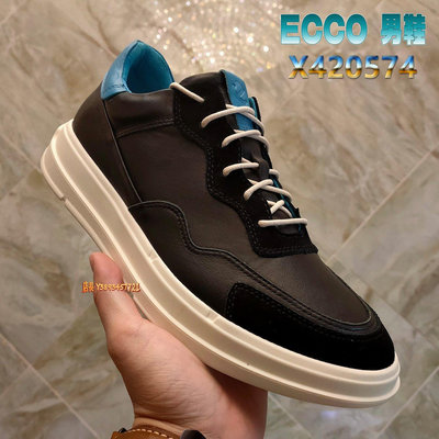 精品代購?ECCO SOFT X系列秋冬新款 男士休閒鞋 拼色潮流男鞋 牛皮拼接 真皮鞋墊 PU鞋底 輕便柔軟 X420574