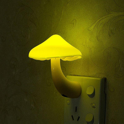 蟲蟲LED小夜燈壁燈七彩光控感應床頭燈蟲蟲蘑菇燈臥室創意節能