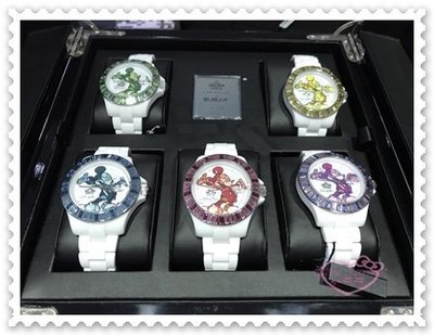 ♥小花花日本精品♥ Disney X Chouette 聯名 法國品牌 施華洛世奇水晶 手錶 五入組