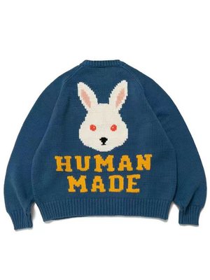 ❤奢品匯LF日本代購❤日本HUMAN MADE背后兔子大LOGO字母針織衫毛衣套頭