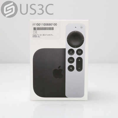 【US3C-桃園春日店】【全新未拆】公司貨 Apple TV 4K 3 Wi-Fi 64G 杜比全景聲 杜比視界 4K HDR 全新品