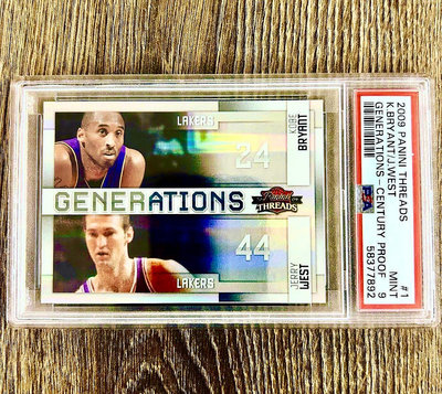 2009 Threads Kobe Bryant / Jerry West Generation 限量100張特卡 PSA9 POP3🔥