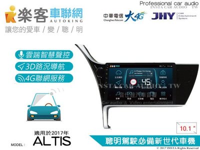音仕達汽車音響 樂客車聯網 ALTIS 2017年 10.1吋專用主機 安卓互聯/DVD/4G/聲控/導航/藍芽