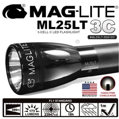 【LED Lifeway】MAG-LITE ML25LT (公司貨) LED手電筒 ML25LT-S3016Y(3*C)