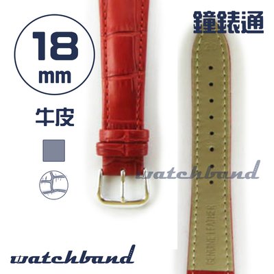 【鐘錶通】C1.30AA《霧面系列》鱷魚格紋-18mm 霧面朱紅┝手錶錶帶/皮帶/牛皮錶帶┥