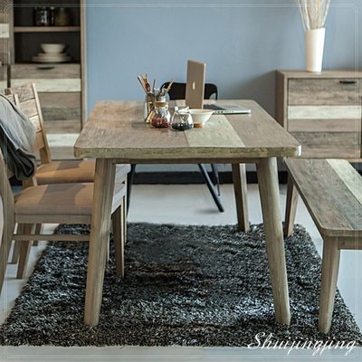 【水晶晶家具/傢俱首選】JF3867-1哈瓦那6尺相思木實木仿舊木紋餐桌