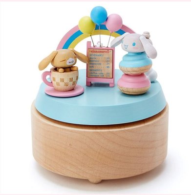 鼎飛臻坊 Sanrio Cinnamoroll 大耳狗 旋轉 咖啡杯 木製 音樂盒 日本正版