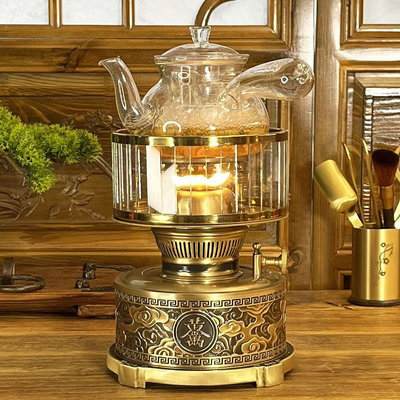 新款煤油燈空氣燈煮茶爐活火茶燈純黃銅復古茶爐潮汕功夫茶具整套