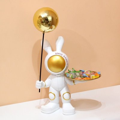 熱銷 太空兔玄關托盤鑰匙收納擺件宇航員卡通家居好物客廳桌面軟裝飾品簡約