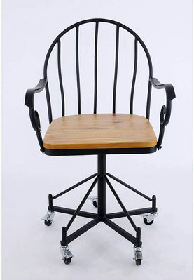 〈台灣甄選〉0656 美式辦公椅 職員椅 復古鐵藝電腦椅 可升降辦公椅 旋轉椅