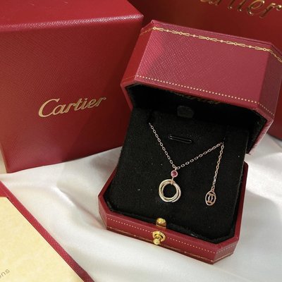 正品保證Cartier 2021新款卡地亞 三色 紅鉆 項鏈  Trinity de cartier系列 925純銀項鏈
