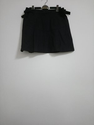 黑色厚牛仔棉側麂皮短裙 38