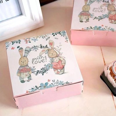 夢饗屋 小兔月餅盒 紙盒 包裝盒 過年 壓模 中秋節 餅乾盒 蛋黃酥 禮盒 (WH17003)
