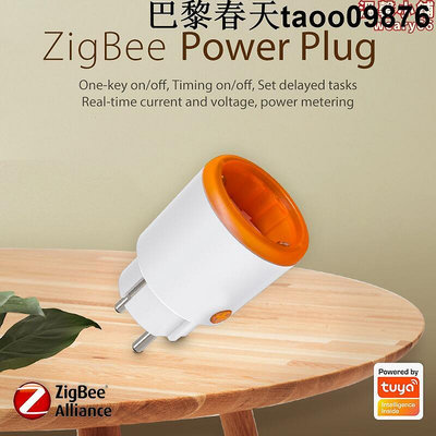 NEO塗鴉ZigBee 3.0智能歐規插座16A帶計量語音控制-新款橙色
