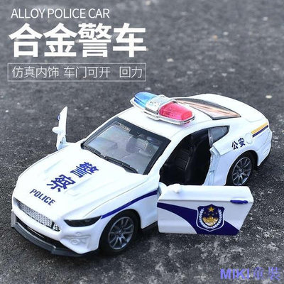 MK童裝優質現貨 兒童警車玩具男孩車模型仿真小汽車回力聲光合金車模警察車玩具車