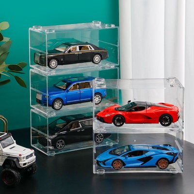 汽車精品百貨飲料架置物架小汽車收納盒兒童玩具車模型擺件多美卡1:24轎車多格收藏收納架子